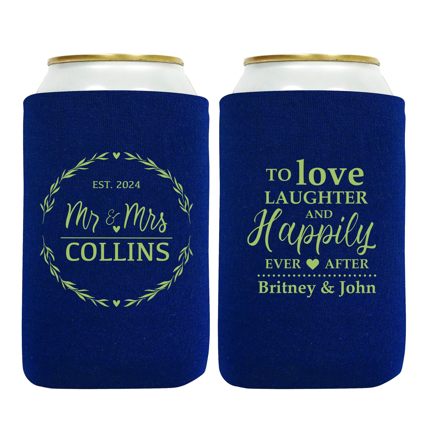 Personalized Drink Jackets, 25 pcs, To Love Laugher and Happily Ever After, Mr & Mrs,Custom Couple's Names Wedding Celebration Favors, Wedding Souvenir