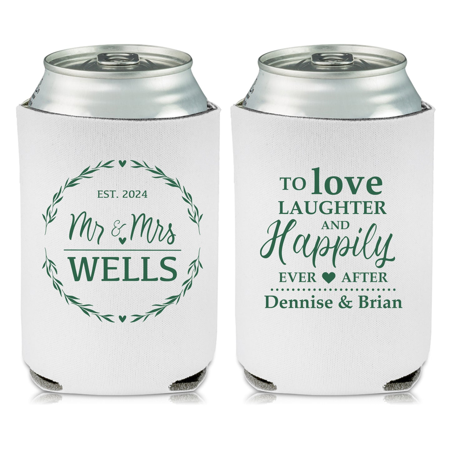 Personalized Drink Jackets, 25 pcs, To Love Laugher and Happily Ever After, Mr & Mrs,Custom Couple's Names Wedding Celebration Favors, Wedding Souvenir
