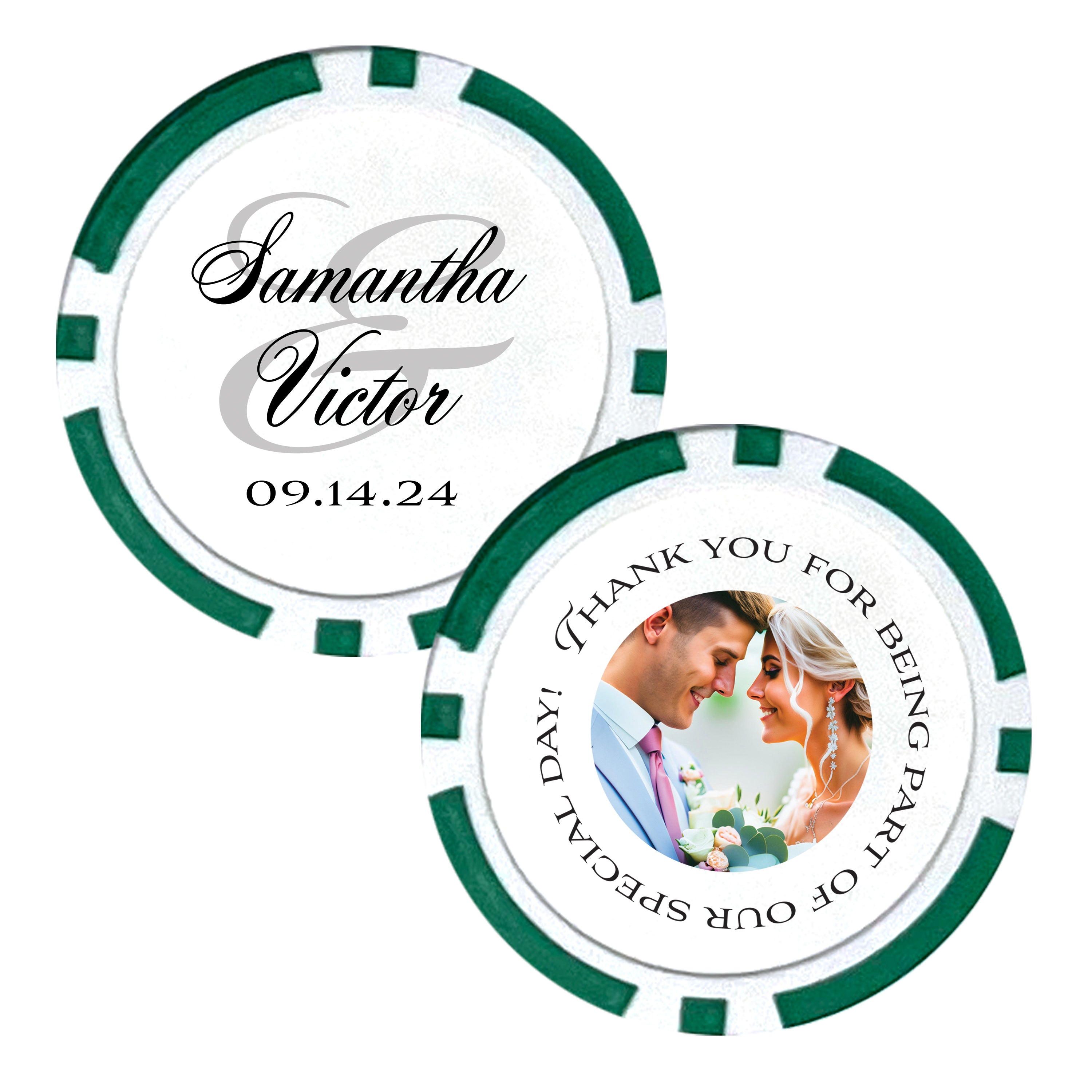 Personalized Wedding Poker Chips, 25 pcs, Custom Couple's Names Weddin 