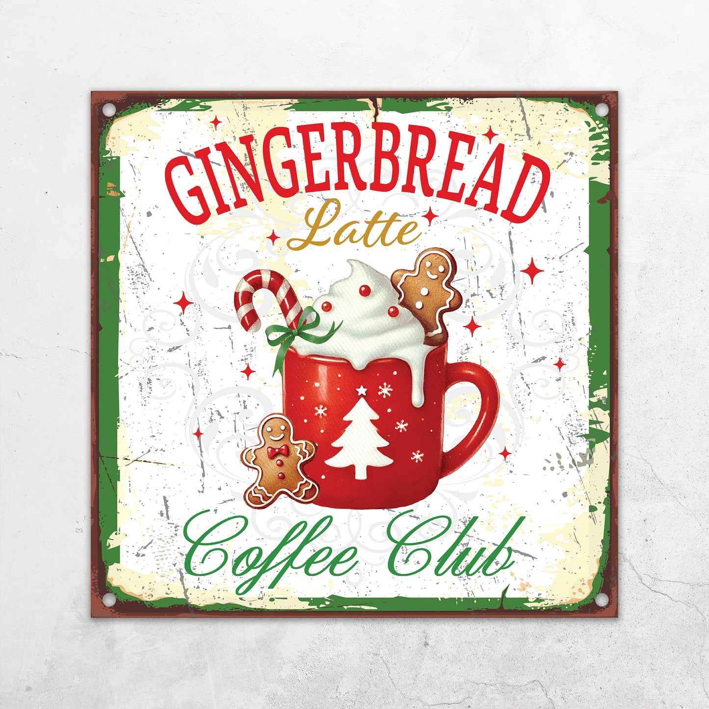 Gingerbread Christmas Decor, Christmas Sign,Metal Sign Antique, Farmhouse Decor,Christmas Wall Decor, Mantle Artwork,Vintage Christmas Decor