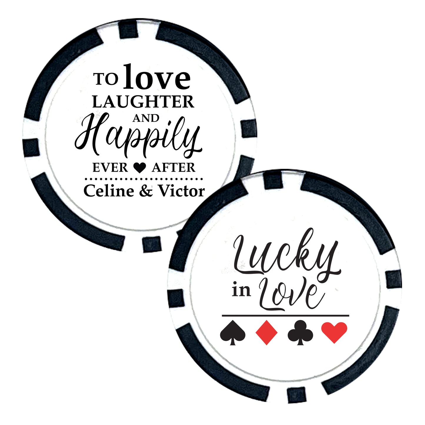 Personalized Wedding Poker Chips, 25 pcs, Custom Couple's Last Names Wedding Keepsakes, Creative Wedding Gifts, Lucky In Love