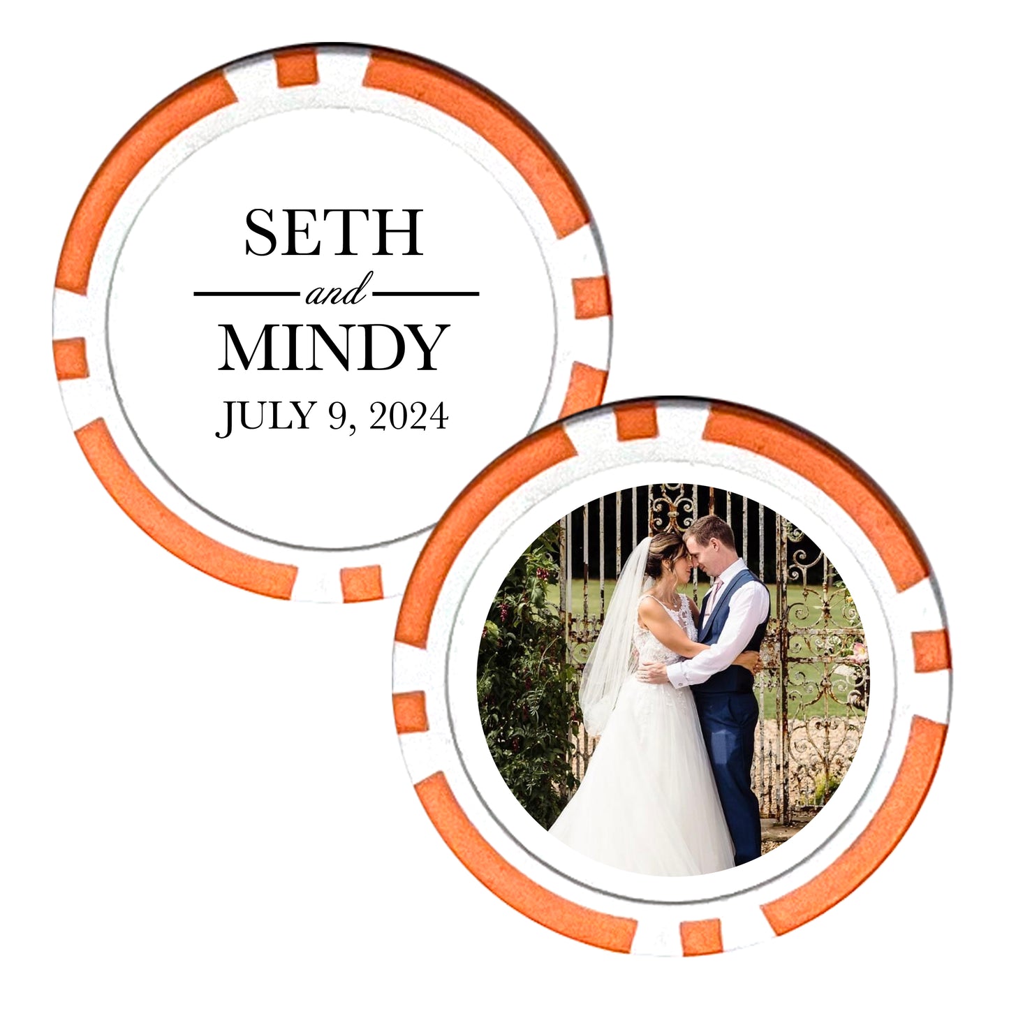 Customized Wedding Poker Chips, 25 pcs, Personalized Wedding Photo Gift, Husband and Wife Wedding Favors