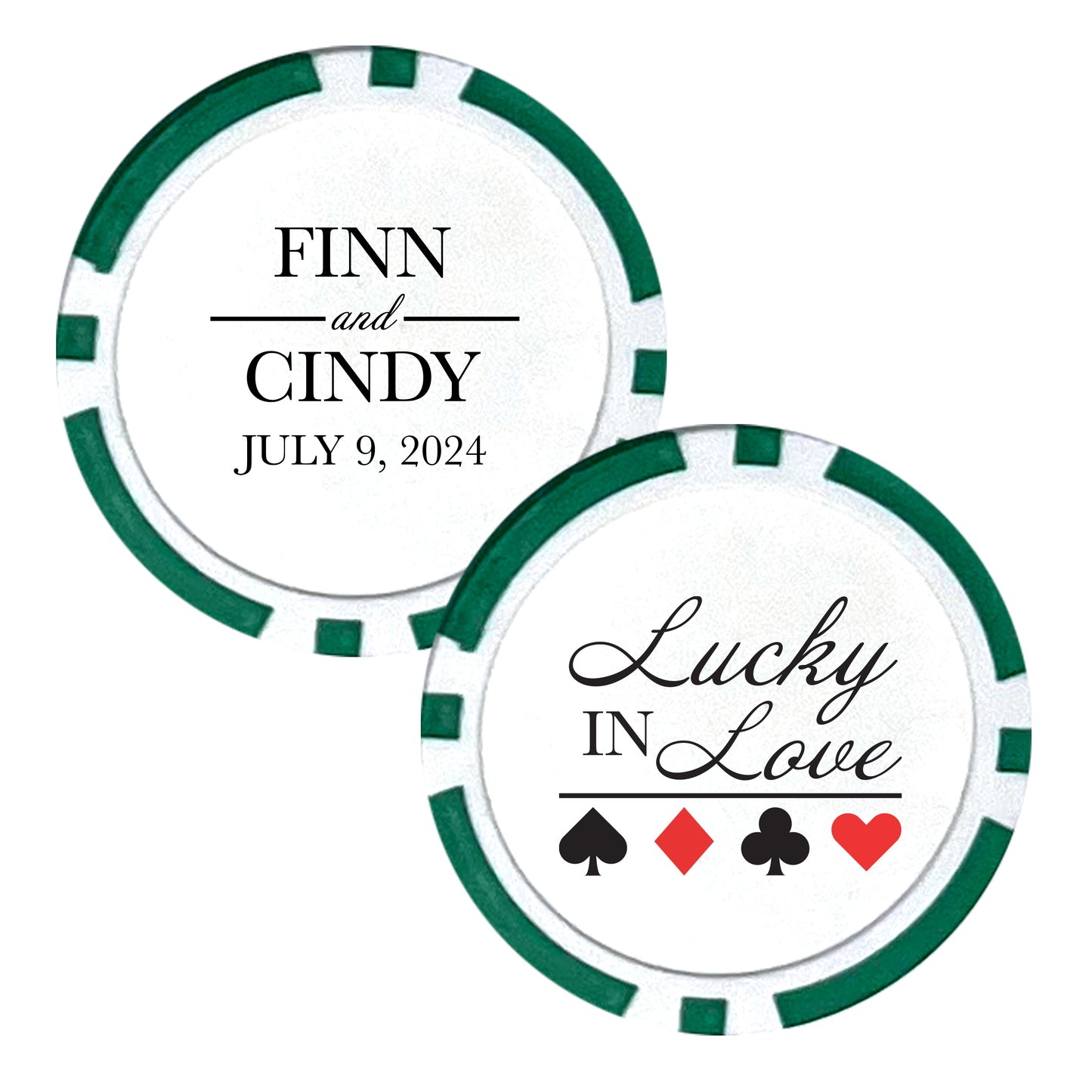 Wedding Poker Chip Souvenirs, 25 pcs, Married Couple Favors, Personalized Couple's Names Wedding Memorabilia, Lucky In Love