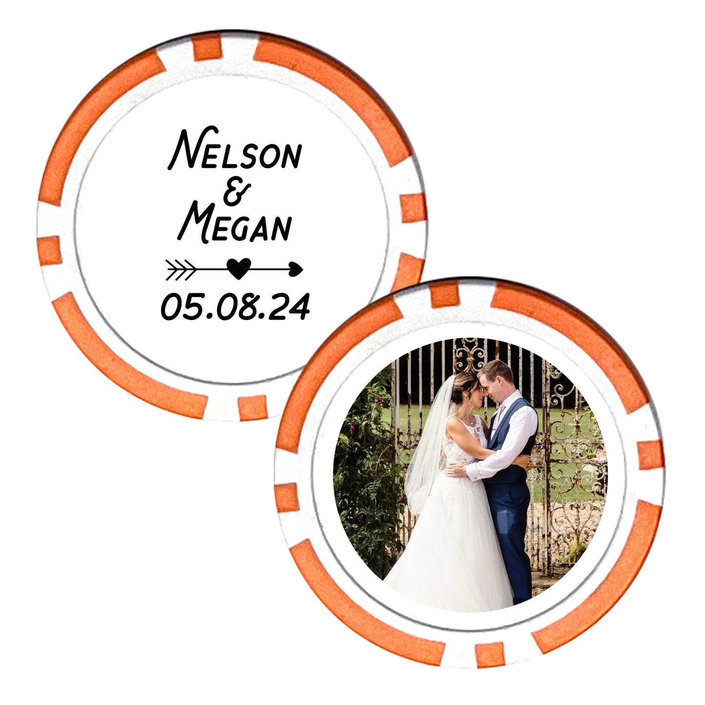 Customized Wedding Poker Chips, 25 pcs, Personalized Wedding Photo Gift, Husband and Wife Wedding Favors