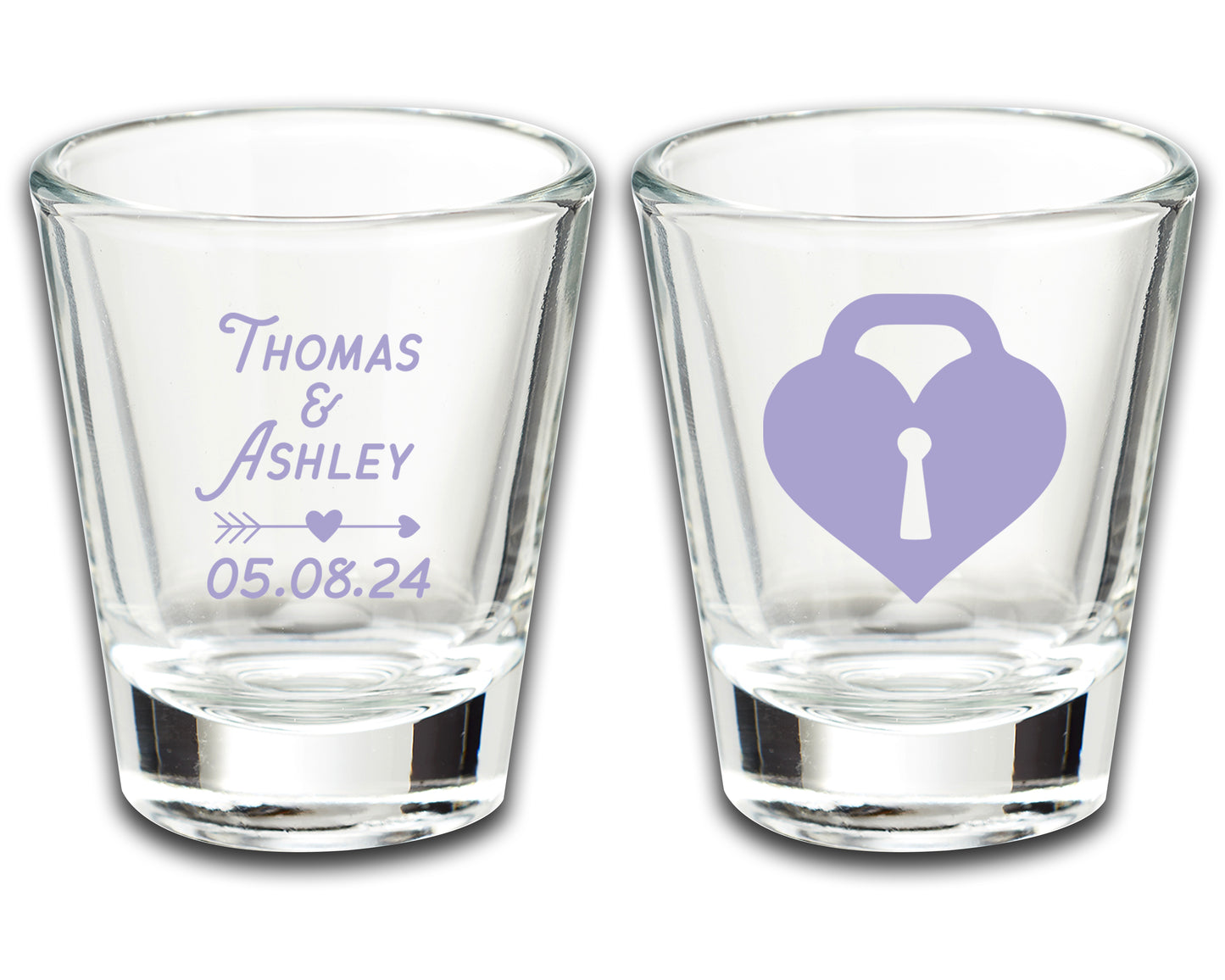 Wedding Shot Glasses with Couple's Names, Wedding Favor Glassware Sets, Husband and Wife Keepsakes