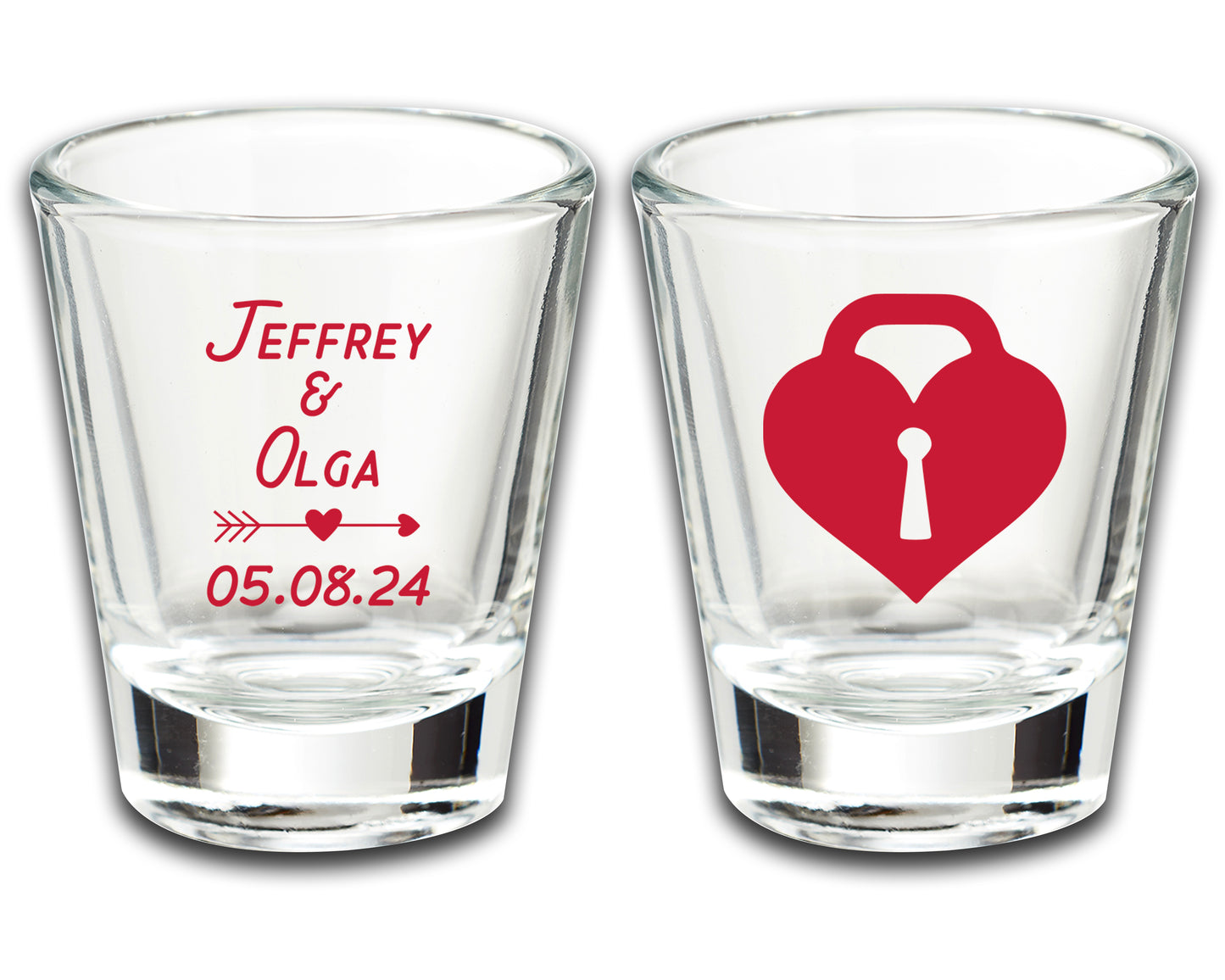 Wedding Shot Glasses with Couple's Names, Wedding Favor Glassware Sets, Husband and Wife Keepsakes