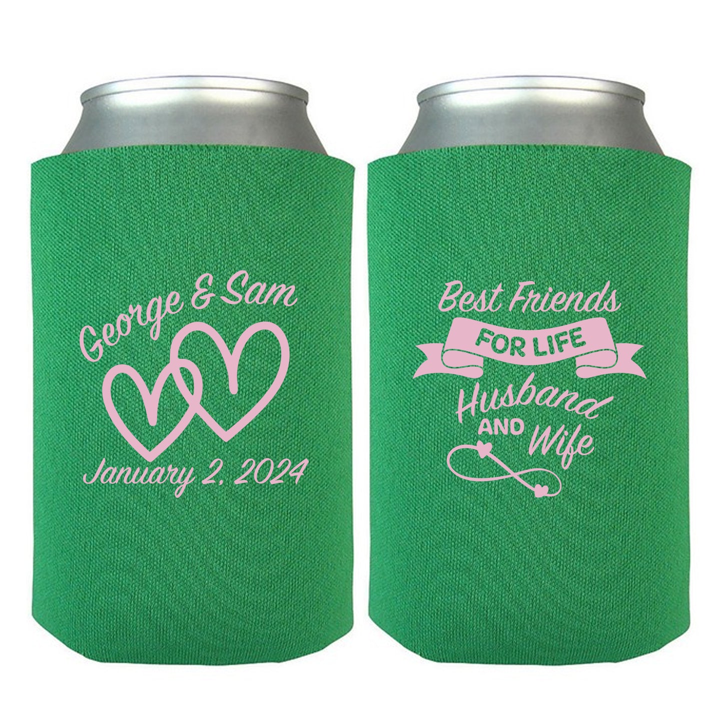 Custom Drink Koozies, Custom Couple's Names Wedding Keepsakes, Best Friends For Life Husband and Wife,Wedding Party Favors