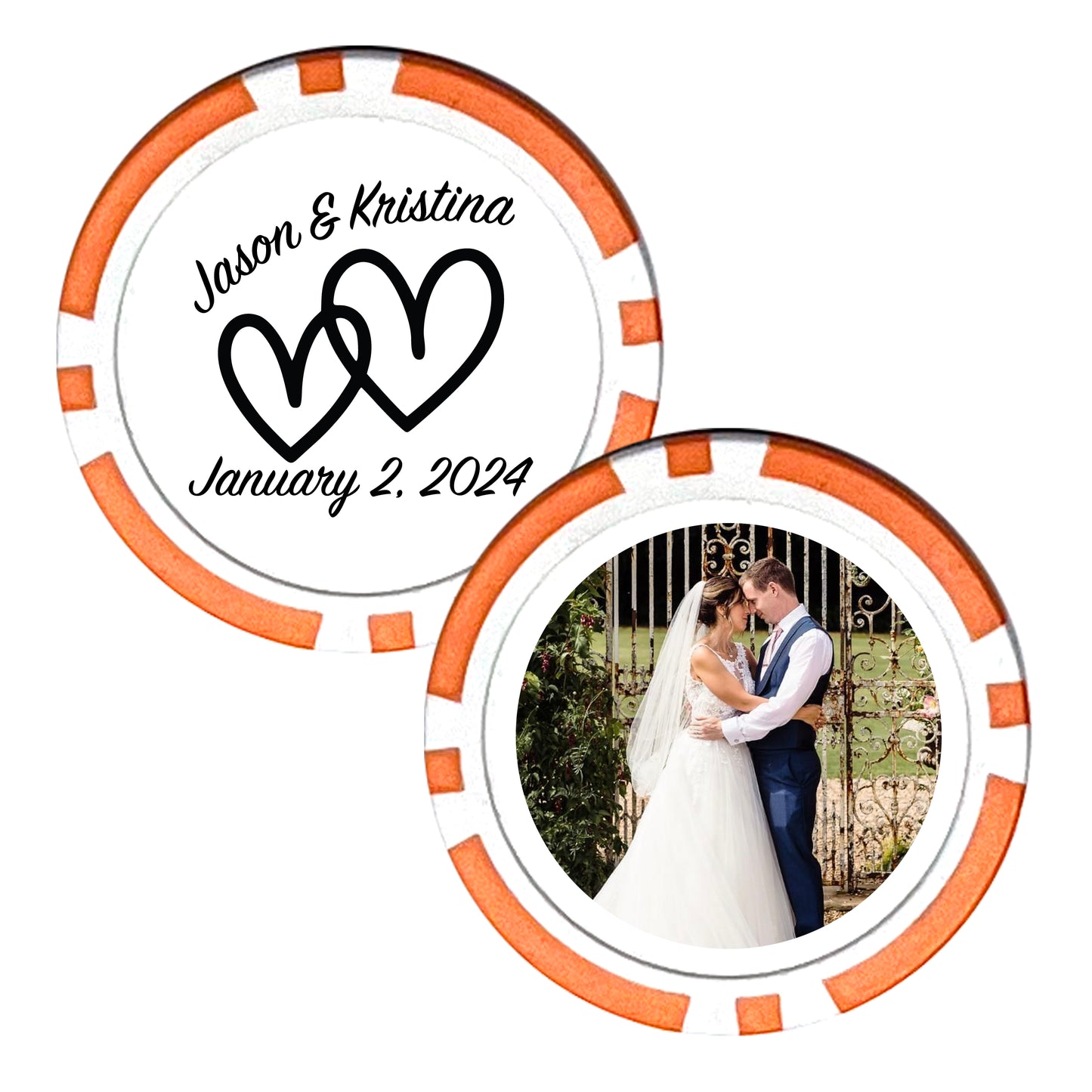 Customized Wedding Poker Chips, 25 pcs, Personalized Wedding Photo Gift, Husband and Wife Wedding Favors