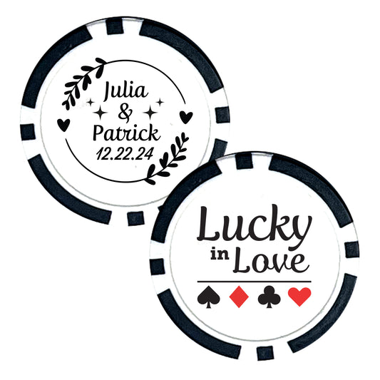 Wedding Poker Chip Souvenirs, 25 pcs, Married Couple Favors, Personalized Couple's Names Wedding Memorabilia