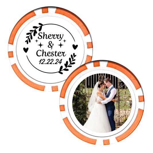 Customized Wedding Poker Chips, 25 pcs, Personalized Wedding Photo Gift, Husband and Wife Wedding Favors