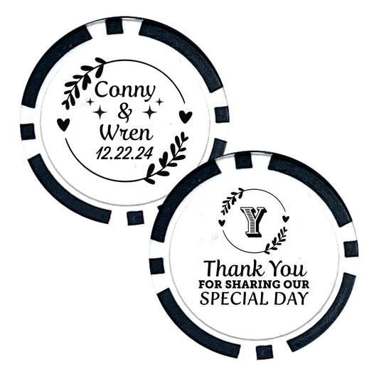 Wedding Party Favor Poker Chips, 25 pcs, Custom Wedding Photo Memorabilia, Personalized Couple's Names Wedding Trinkets, Thank You for Sharing Our Special Day