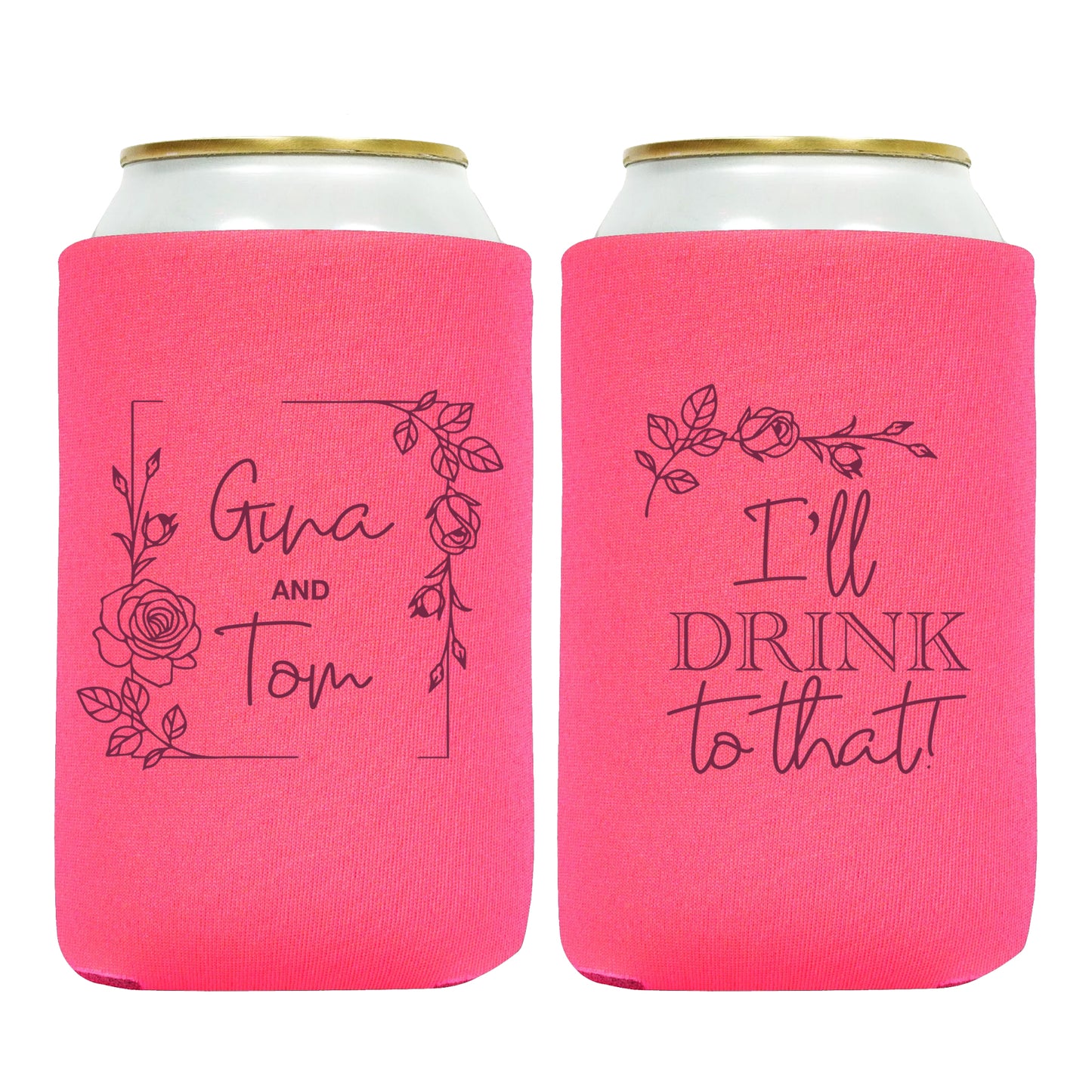 Customized Drink Koozies, I'll Drink To That, Personalized Couple's Name Mementos, Elegant Wedding Gifts