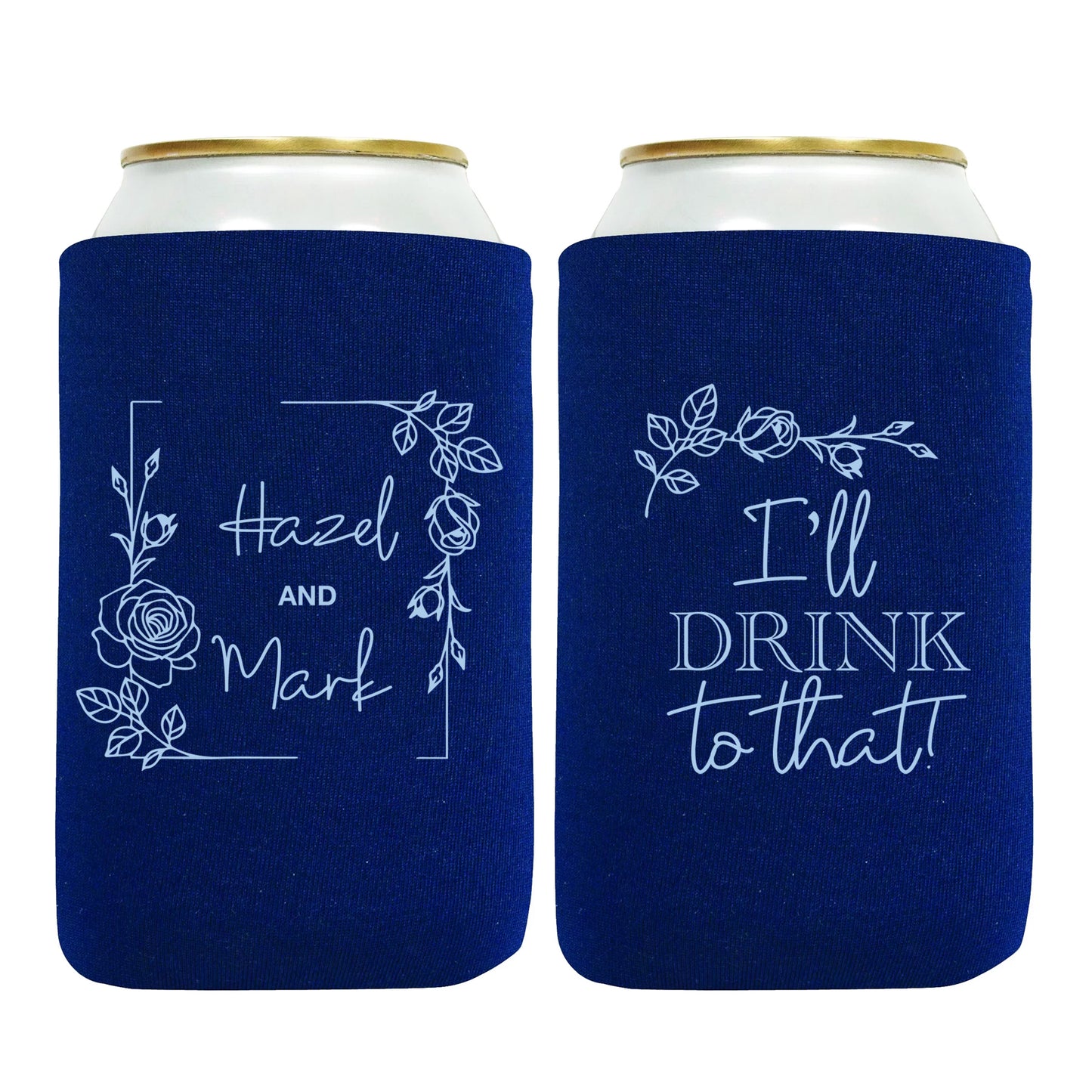 Customized Drink Koozies, I'll Drink To That, Personalized Couple's Name Mementos, Elegant Wedding Gifts