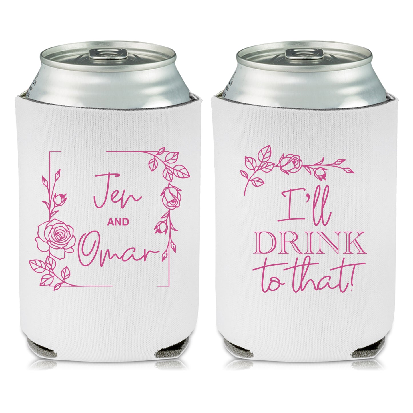 Customized Drink Koozies, I'll Drink To That, Personalized Couple's Name Mementos, Elegant Wedding Gifts