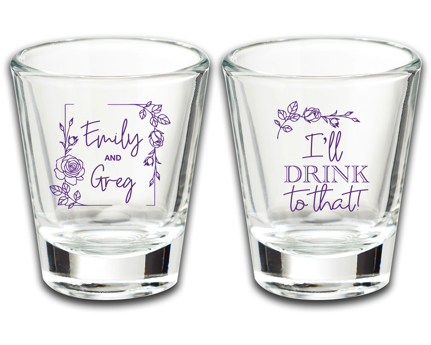 Customized Wedding Shot Glass Mementos, I'll Drink to that! Personalized Couple's Names Wedding Souvenirs