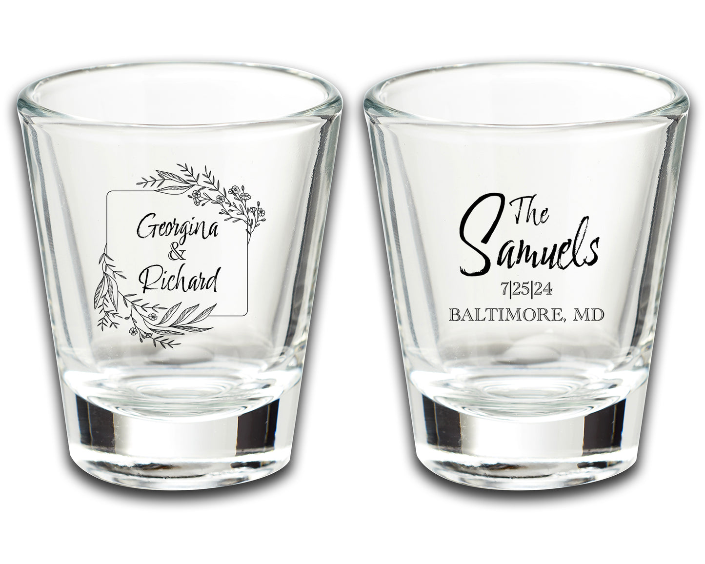 Custom Wedding Shot Glasses Gifts, Custom Wedding Favors With Family Name, Destination Wedding