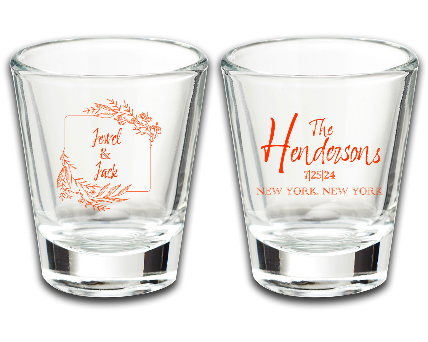 Custom Wedding Shot Glasses Gifts, Custom Wedding Favors With Family Name, Destination Wedding