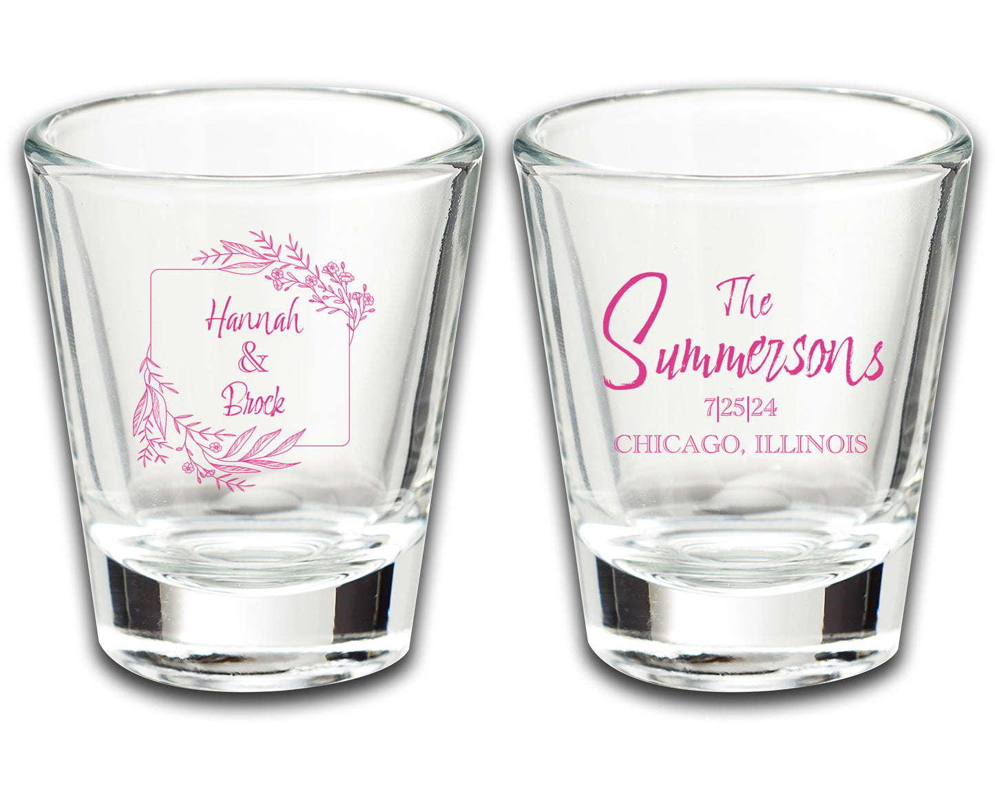 Custom Wedding Shot Glasses Gifts, Custom Wedding Favors With Family Name, Destination Wedding