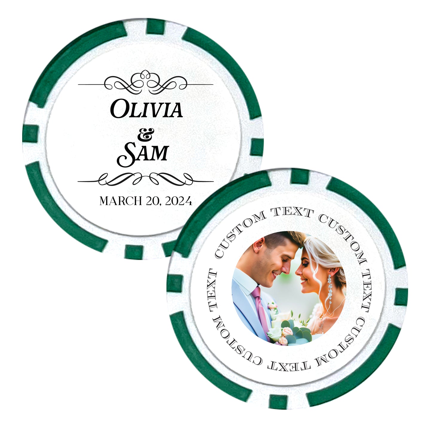 Wedding Party Favor Poker Chips, 25 pcs, Custom Wedding Photo Memorabilia, Personalized Couple's Names Wedding Trinkets, Personalized Text Favors for Wedding Guests