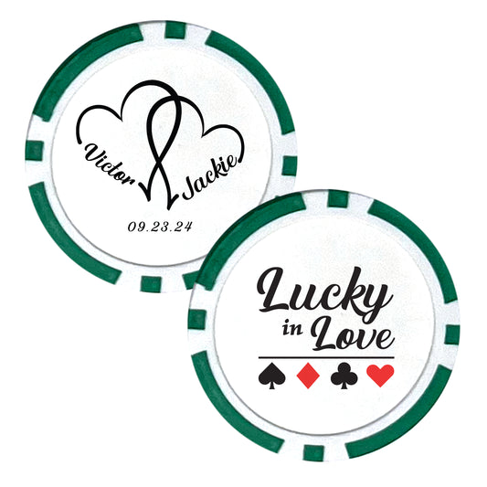 Poker Chip Wedding Favors, 25 pcs, Custom Wedding Favors Featuring Couple's Names, Lucky In Love, Personalized Name Souvenirs