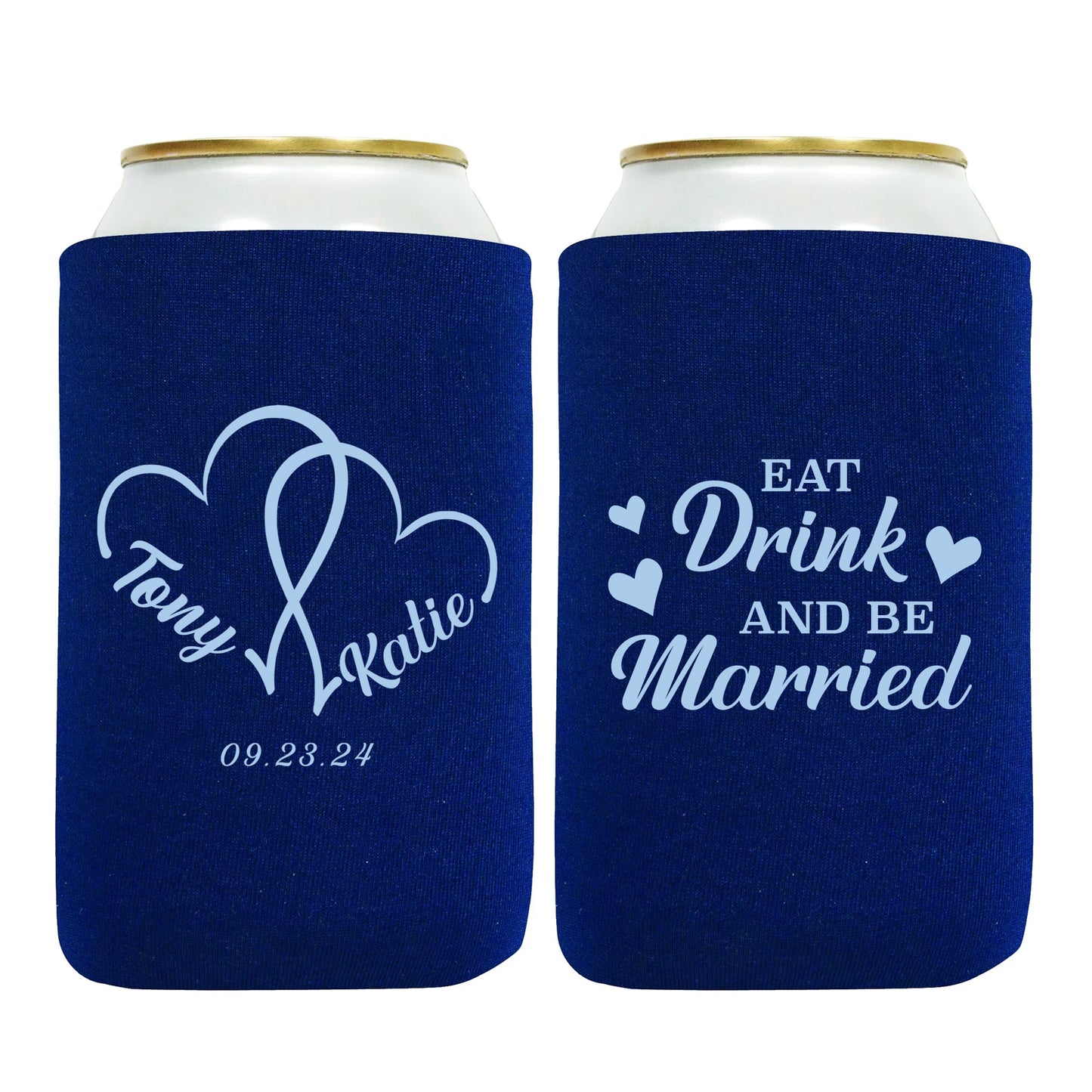 Custom Beverage Coolers, Eat Drink and Be Married, Custom Couple's Names Wedding Party Favors