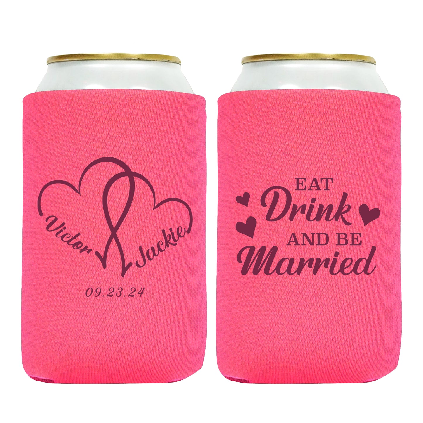 Custom Beverage Coolers, Eat Drink and Be Married, Custom Couple's Names Wedding Party Favors