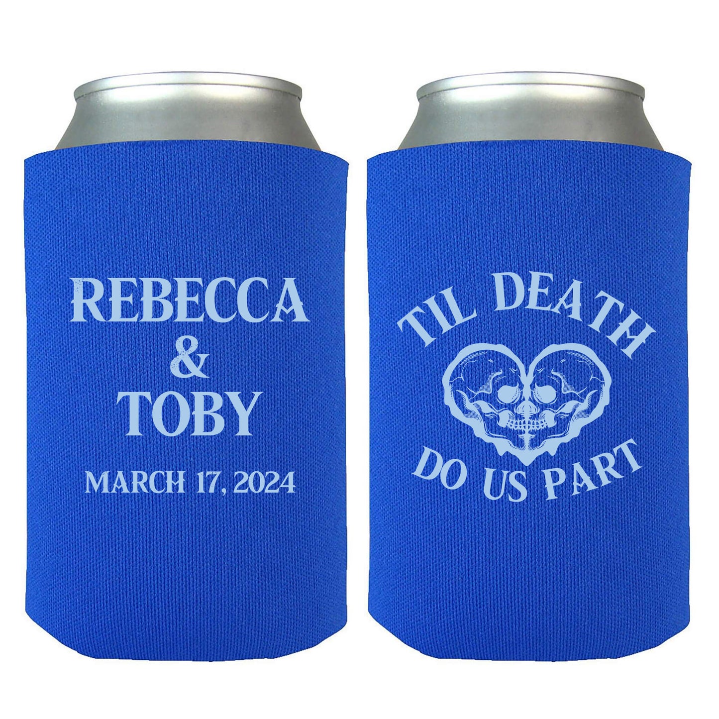 Personalized Drink Holders, Skull Themed Wedding Favors, Til Death Do Us Part, Personalized Couple's Names Favors for Wedding