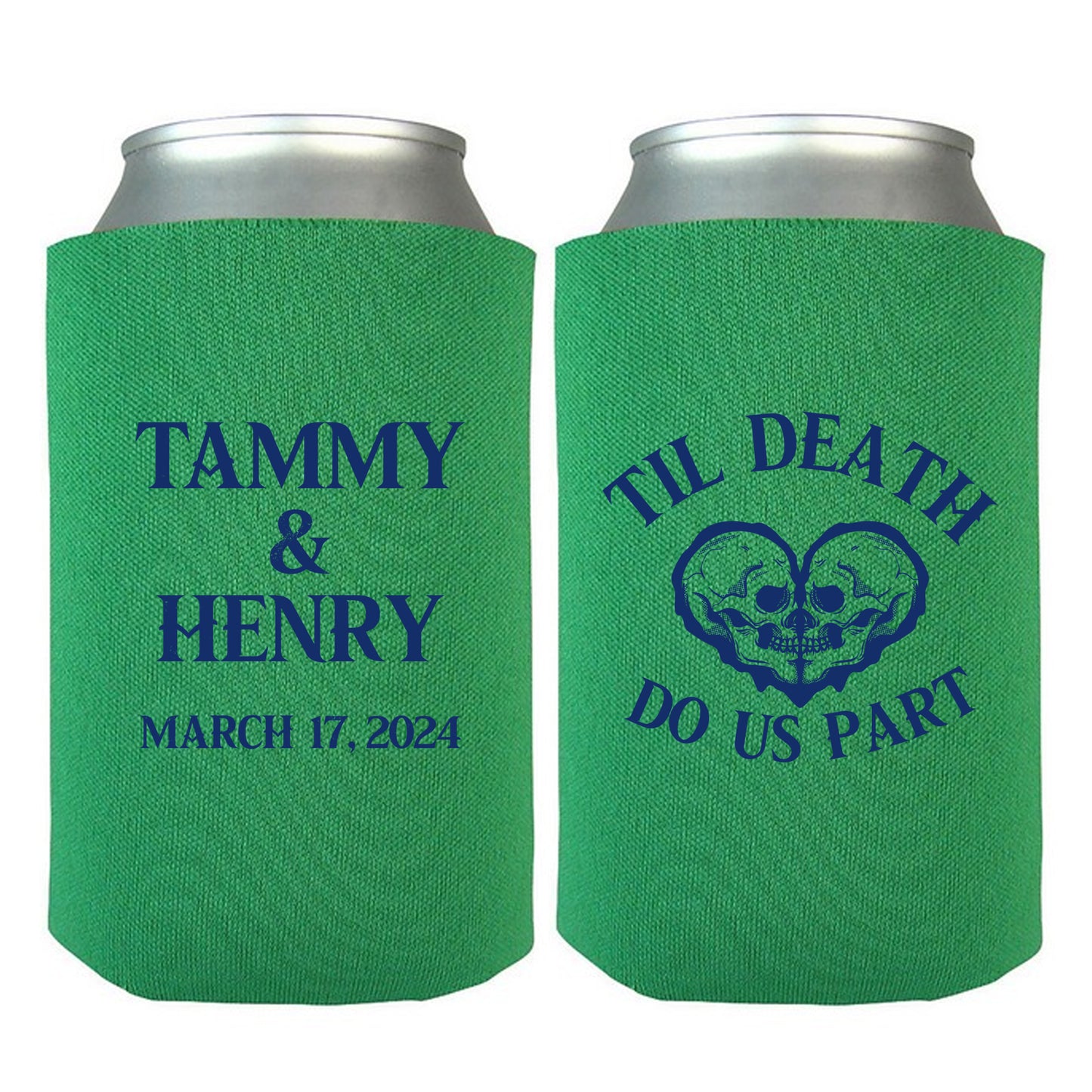 Personalized Drink Holders, Skull Themed Wedding Favors, Til Death Do Us Part, Personalized Couple's Names Favors for Wedding