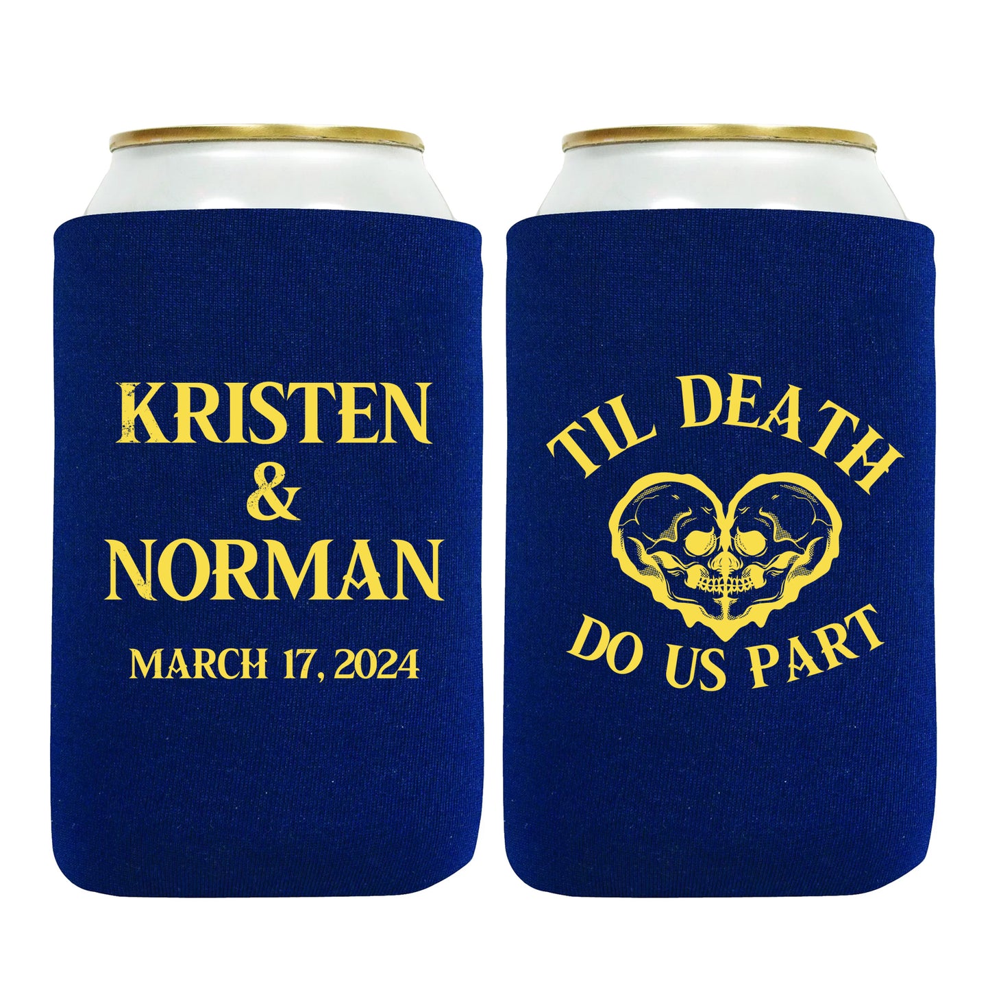 Personalized Drink Holders, Skull Themed Wedding Favors, Til Death Do Us Part, Personalized Couple's Names Favors for Wedding