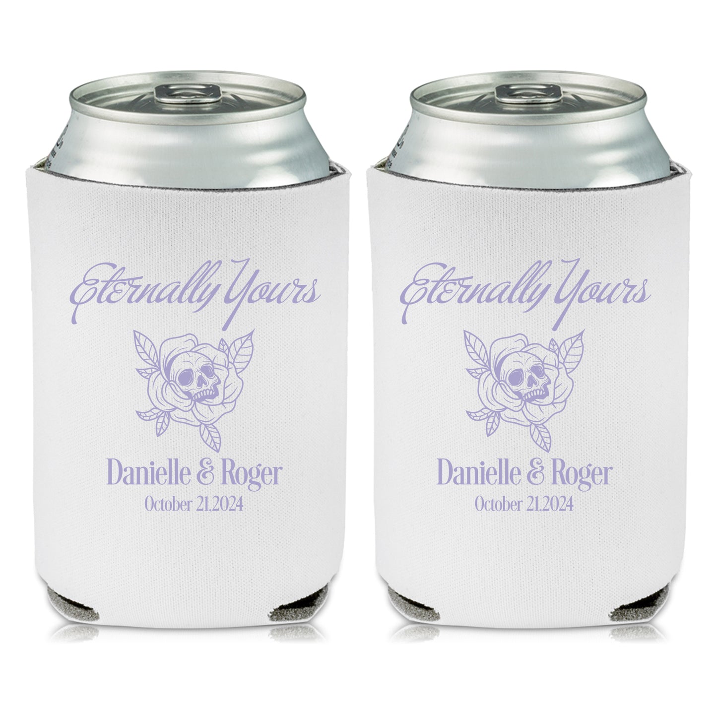 Custom Koozies, Skull Themed Wedding Gift, Personalized Couple's Name Wedding Favors, Goth Aesthetic