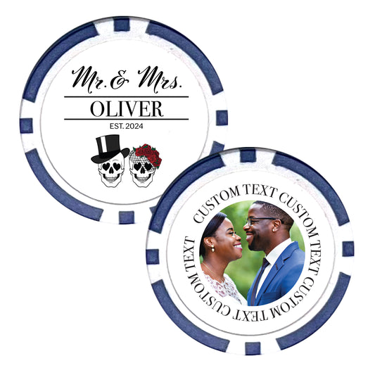 Wedding Favor Poker Chip Designs, 25 pcs, Skeleton Themed Wedding, Mr. and Mrs. Favors, Wedding Favors with Custom Wording