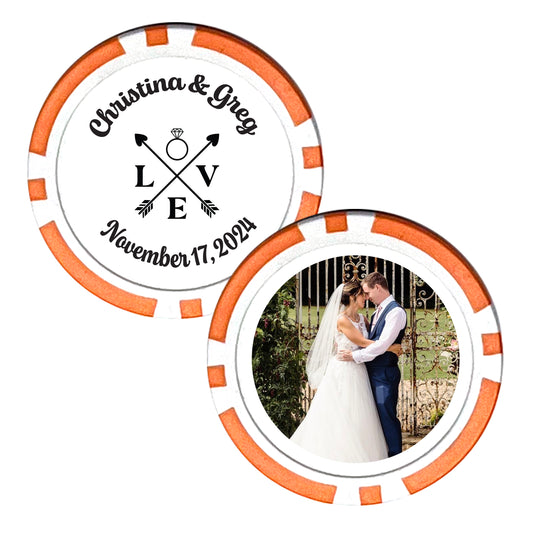 Wedding Party Favor Poker Chips, 25 pcs, Custom Wedding Photo Memorabilia, Personalized Couple's Names Wedding Trinkets