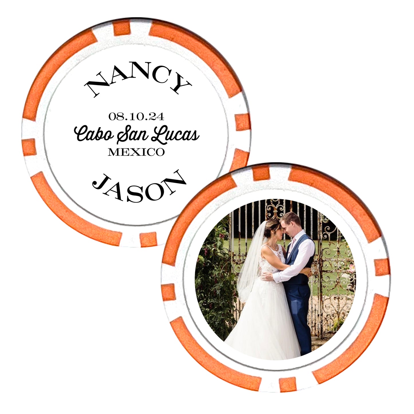 Wedding Party Favor Poker Chips, 25 pcs Custom Wedding Photo Memorabilia, Personalized Couple's Names Wedding Trinkets