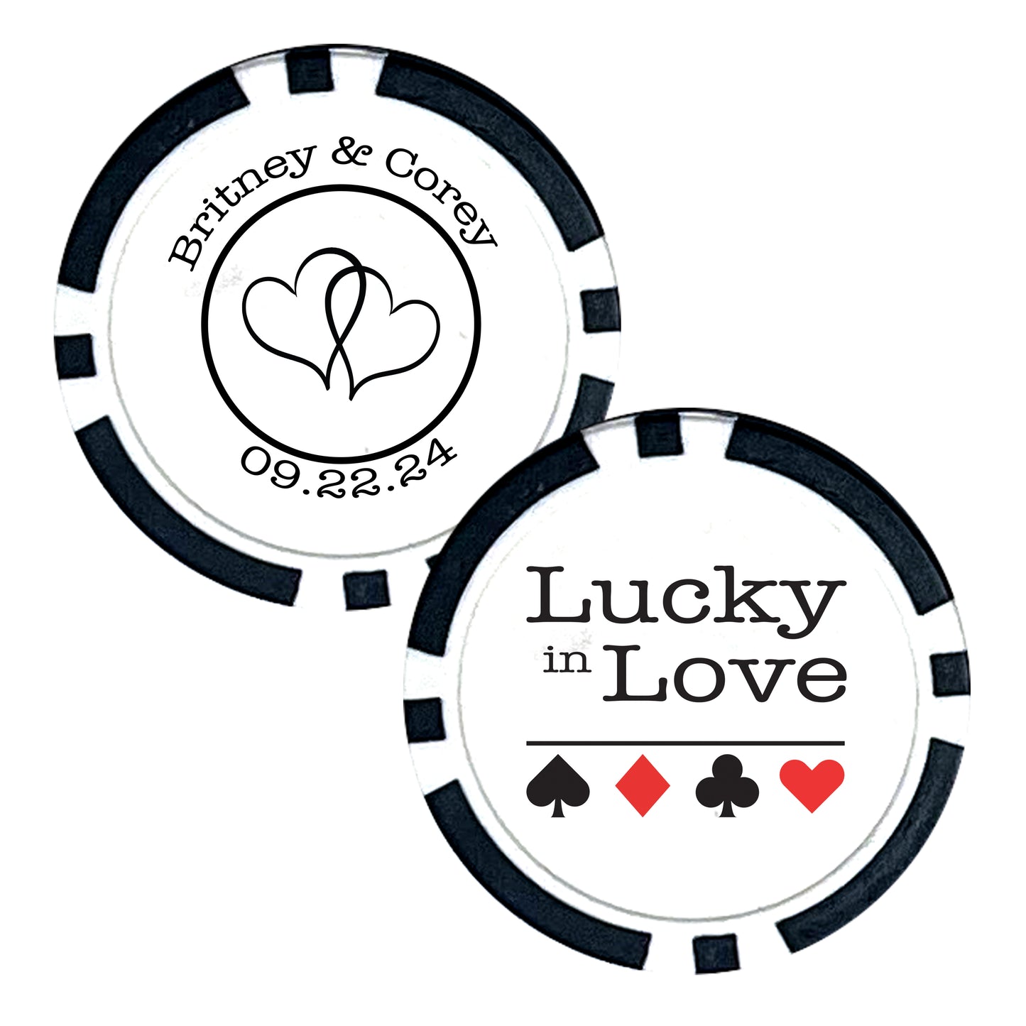 Poker Chip Wedding Favors, 25 pcs, Custom Wedding Favors Featuring Couple's Names, Lucky In Love, Personalized Name Souvenirs