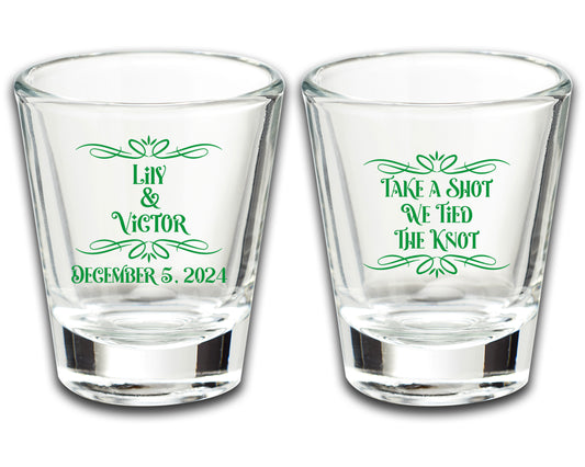 Customized Wedding Shot Glasses Favors, Wedding Glassware With Couple's Names, Take A Shot We Tied The Knot, Practical Wedding Favors