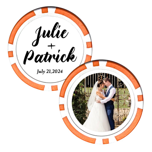 Customized Wedding Poker Chips, 25 pcs, Personalized Wedding Photo Gift, Husband and Wife Wedding Favors