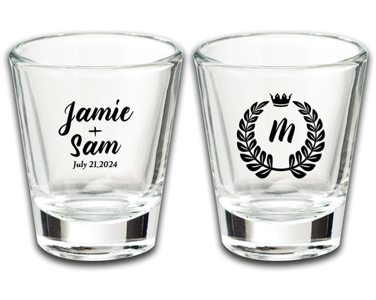 Wedding Shot Glasses with Couple's Names, Customized Wedding Glassware Mementos, Affordable Wedding Favors