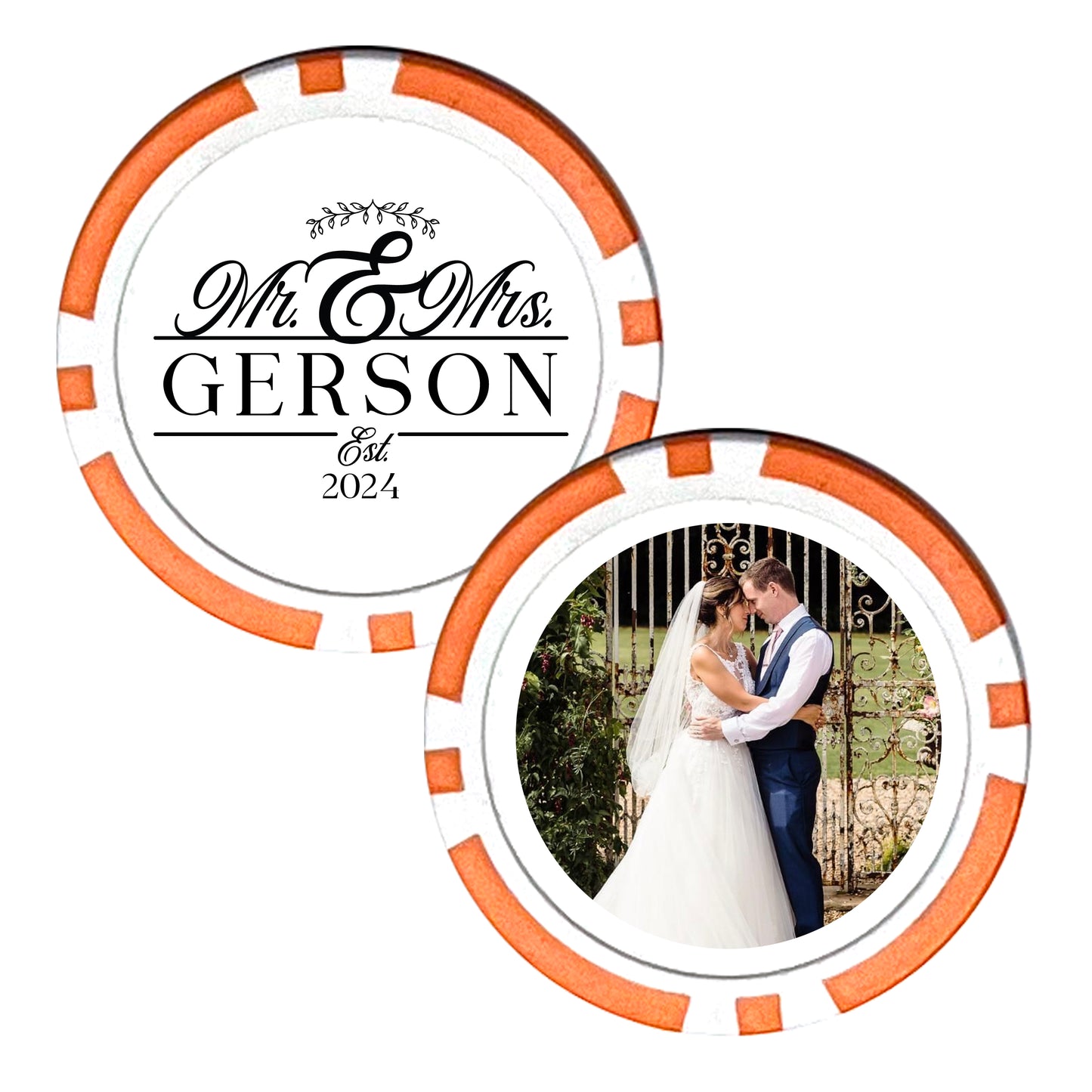 Custom Bride and Groom Poker Chips, 25 pcs, Customized Photo Gifts, Last Name Wedding Souvenirs