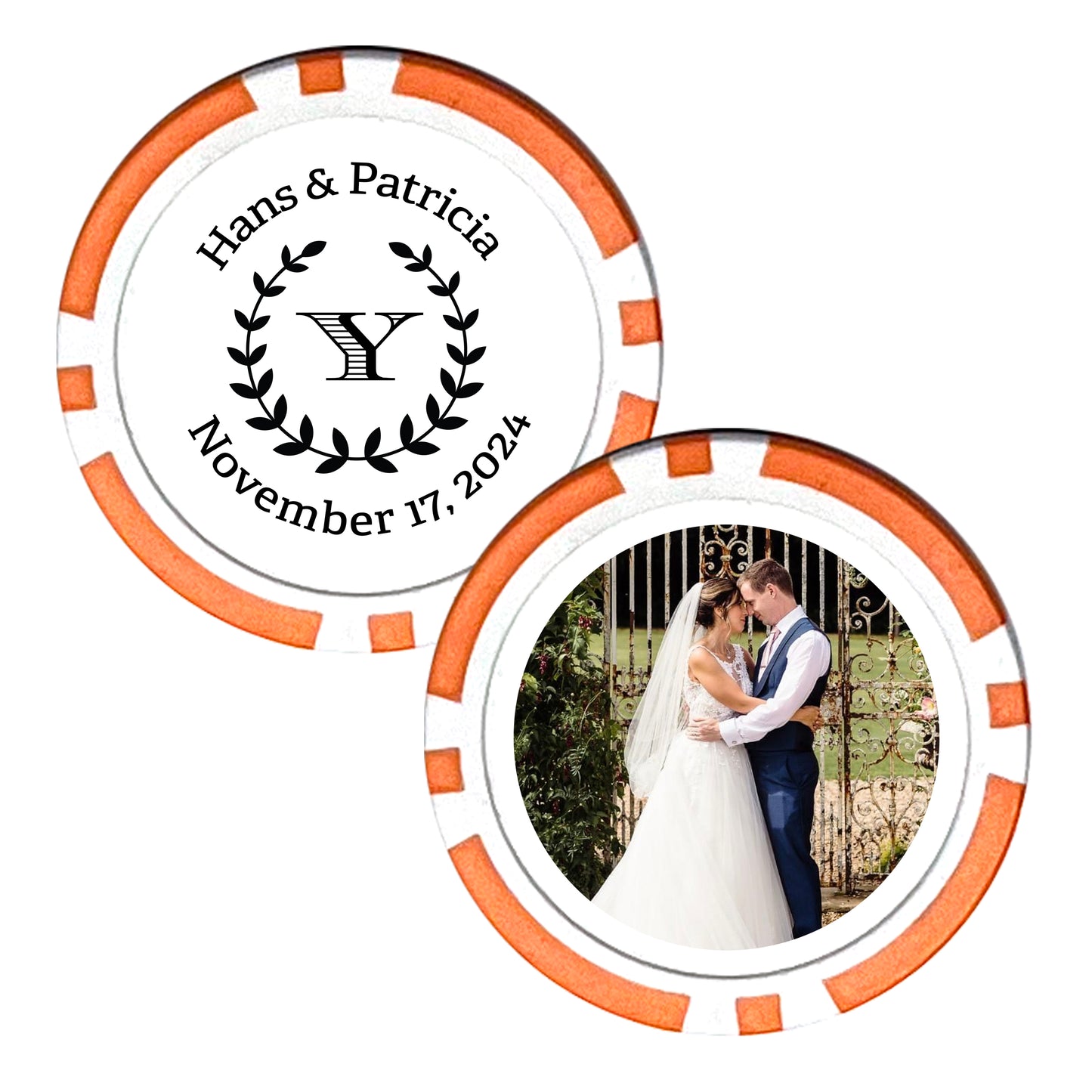 Customized Wedding Poker Chips, 25 pcs, Personalized Wedding Photo Gift, Husband and Wife Wedding Favors