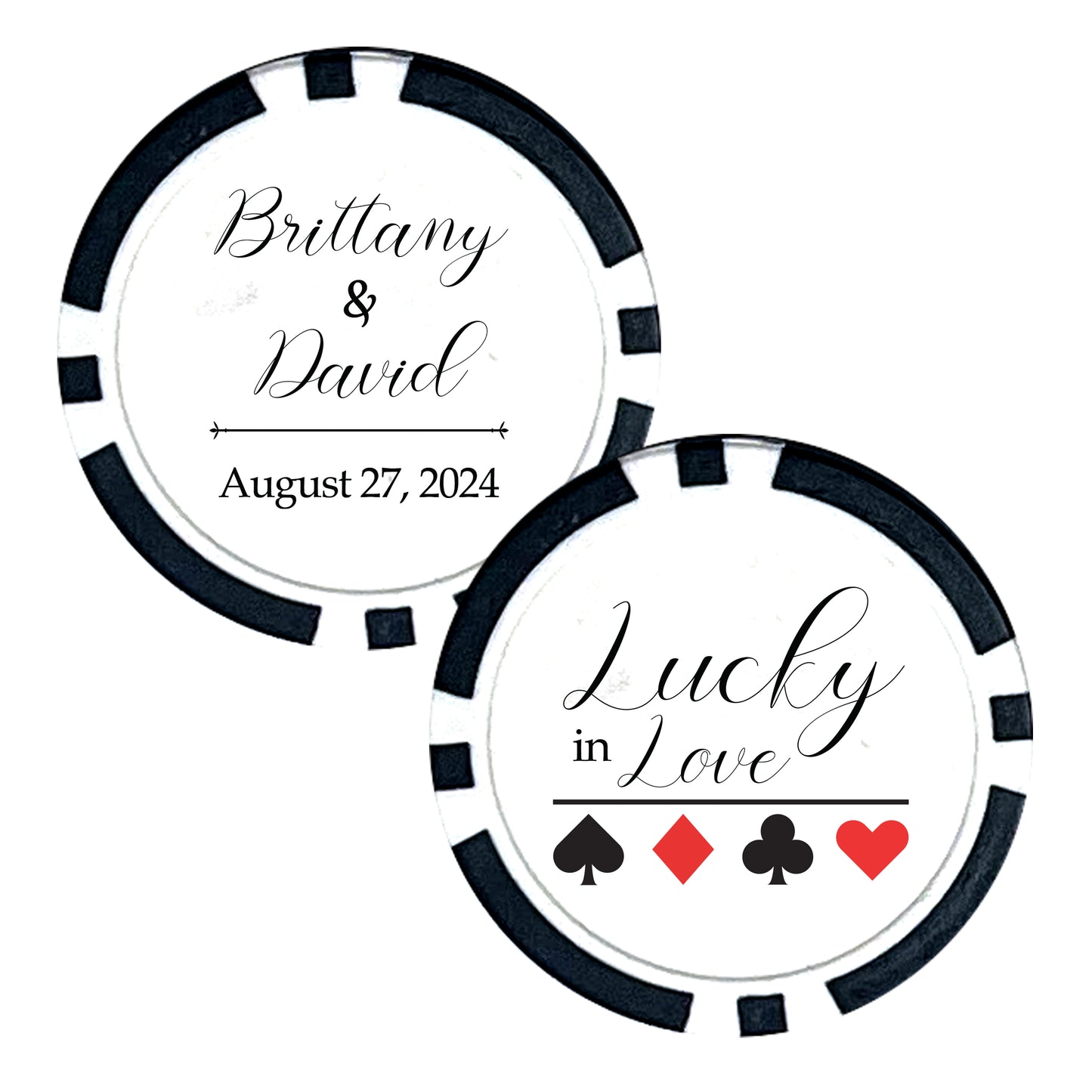 Poker Chip Wedding Favors, 25 pcs, Custom Wedding Favors Featuring Couple's Names, Lucky In Love, Personalized Name Souvenirs