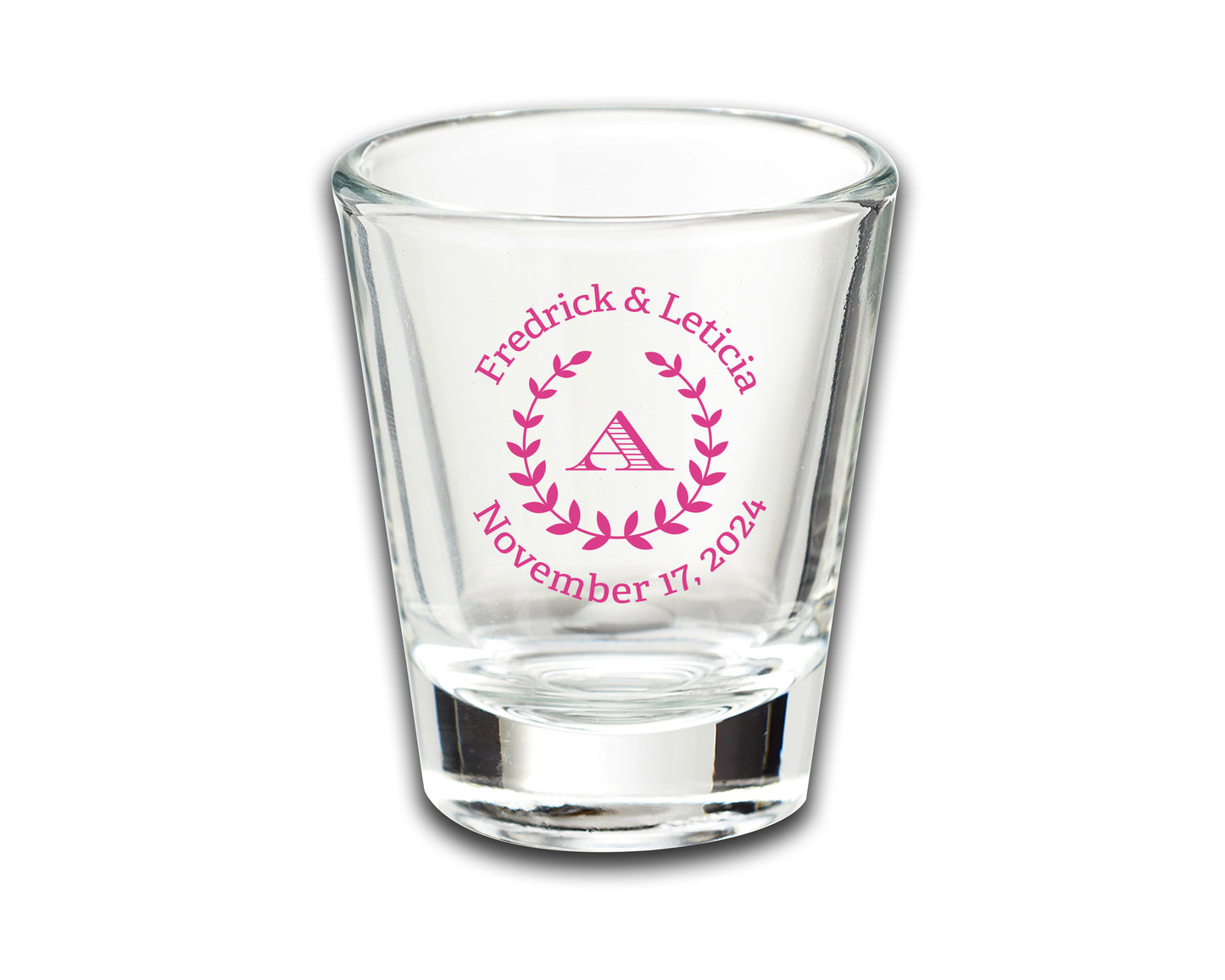 Personalized Wedding Party Shot Glass Favors, Custom Wedding Glassware with Monogram and Date