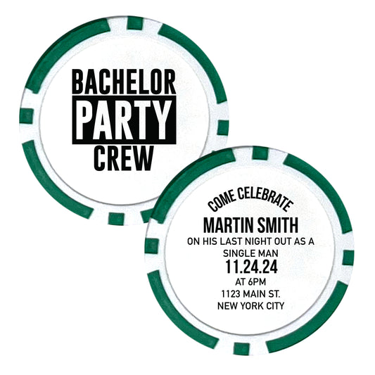 Bachelor Party Crew Souvenir Chips, 25 pcs, Bachelor Bash Invites, Personalized Souvenirs, Groom's Crew Favors,Last Night As A Single Man