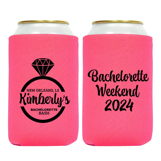 Bachelorette Weekend Koozies, Personalized Bridal Shower Favors, Bachelorette Cooler Sleeves