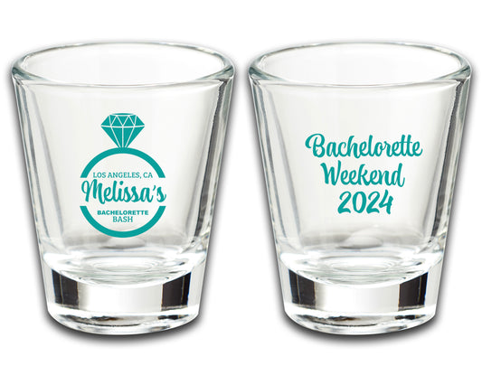 Bachelorette Weekend Shot Glasses, Custom Bridal Shower Gifts, Bride-to-be Gift Favors