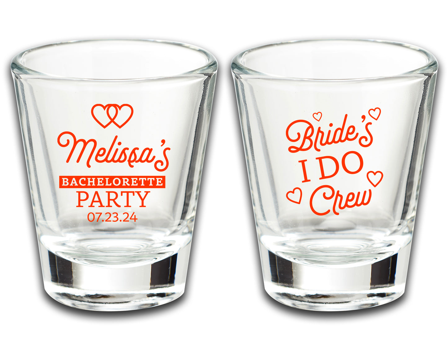 Personalized Bachelorette Shot Glasses, Bride's I Do Crew, Bridal Party Favors, Bachelorette Novelty Shot Glasses