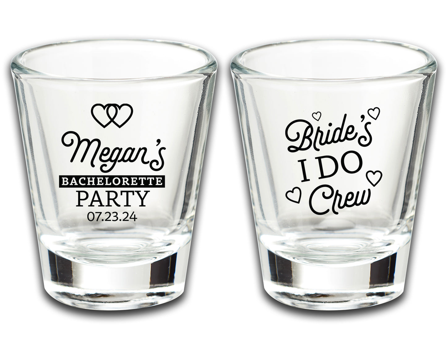 Personalized Bachelorette Shot Glasses, Bride's I Do Crew, Bridal Party Favors, Bachelorette Novelty Shot Glasses