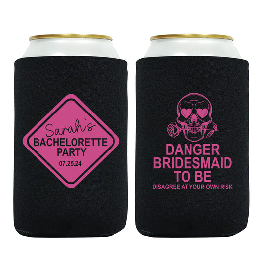 Custom Bachelorette Koozies, Danger Bride Bridesmaid To Be, Unique Bridal Shower Favors