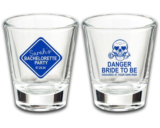 Funny Bachelorette Shot Glasses, Danger Bride to Be, Custom Bridal Shower Gifts