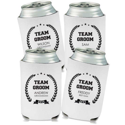 Bachelor Party Can Koozies, Customized Beverage Holders, Personalized Groomsmen Gifts, Team Groom