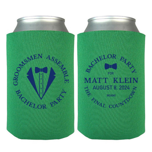 Bachelor Party Drink Sleeves, Personalized Can Coolers, Customized Groom's Name Memorabilia, Groomsmen Assemble, Final Countdown